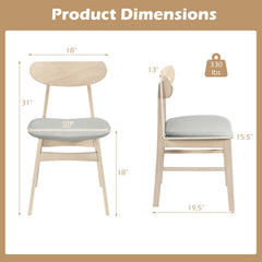 Dining Chair Set of 2 Fabric Upholstered Kitchen Armless Chairs-Natural