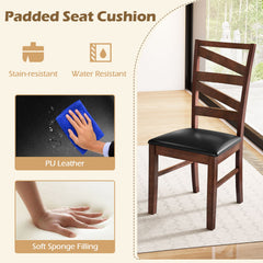 Dining Chairs Set of 2 Kitchen Side Chairs with Rubber Wood Legs-Walnut