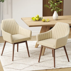 Dining Chairs Set of 2 Upholstered Accent Chairs with Comfy Padded Backrest and Seat