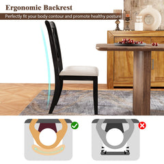 Dining Chairs Set of 2 Kitchen Side Chairs with Curved Cross Back-Beige