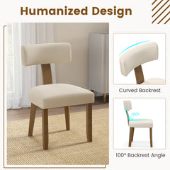 Dining Chairs Set of 2 with Curved Backrest Padded Seat-Beige