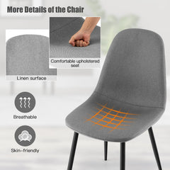 Dining Chairs Set of 4 with Black Metal Legs-Gray