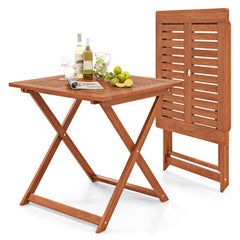 29.5 Inch x 29.5 Inch Patio Dining Table with Teak Painting and Umbrella Hole