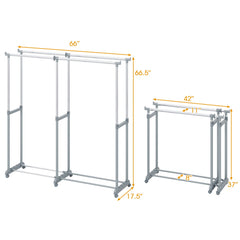 Double Rod Clothes Rack Heavy-Duty Metal Garment Rack