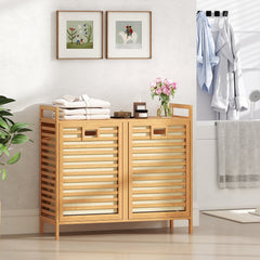 Double Tilt-out Laundry Hamper with 2 Removable Bins-Natural