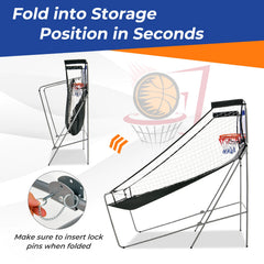 Dual Shot Basketball Arcade Game with 8 Game Modes and 4 Balls-Blue