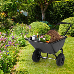 Dual-Wheel Wheelbarrow Garden Utility Cart with Pneumatic Tires