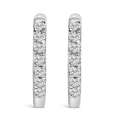 10K Rose Gold 1/4 Cttw Diamond Double Sided Huggie Hoop Earrings