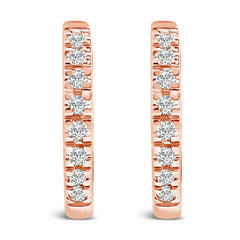 14K Rose Gold 1/5 CTW Diamond Huggie Hoop Earrings
