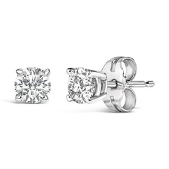 14K White Gold 1/2 Cttw Lab Grown Diamond Solitaire Stud Earrings