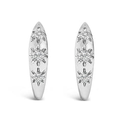 10K White Gold 1/5 Cttw Lab Grown Diamond Three Stone Huggie Hoop Earrings