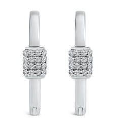 10K White Gold 3/8 Cttw Lab Grown Diamond Heart Shaped Huggie Hoop Earrings