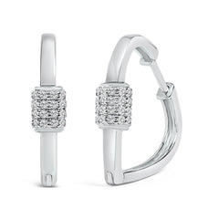 10K White Gold 3/8 Cttw Lab Grown Diamond Heart Shaped Huggie Hoop Earrings
