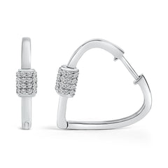 10K White Gold 3/8 Cttw Lab Grown Diamond Heart Shaped Huggie Hoop Earrings