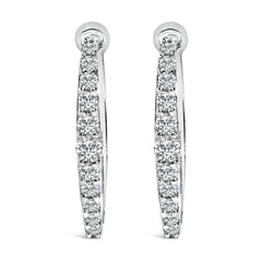 10K White Gold 1/4 Cttw Lab Grown Diamond Heart Shaped Huggy Hoop Earrings
