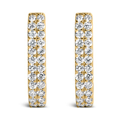 10K White Gold 1/4 Cttw Lab Grown Diamond Double Row Huggie Hoop Earrings