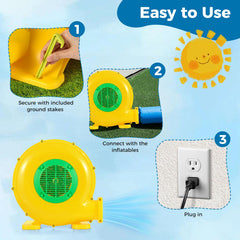 480W Bounce House Blower with Handle and Ground Stakes