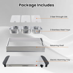 Electric Buffet Server Food Warmer with 3 Removable Trays