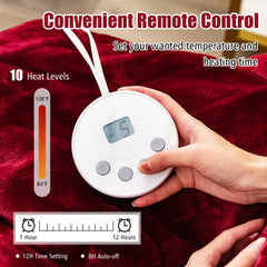 62 x 84 Inch Twin Size Electric Heated Throw Blanket with Timer