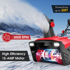 20 Inch 120V 15Amp Electric Snow Thrower with 180° Rotatable Chute
