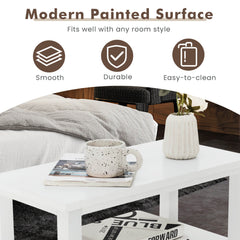 End Table Wooden with 2 Drawers and Shelf Bedside Table