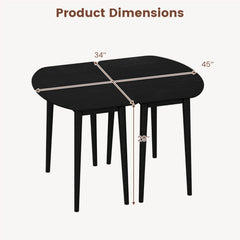 Extendable Oval Dining Table Set with 2 Half-Round Tables for 4-6 People