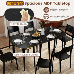 Extendable Oval Dining Table Set with 2 Half-Round Tables for 4-6 People