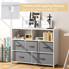 Fabric Dresser with 5 Drawers for Bedroom-White