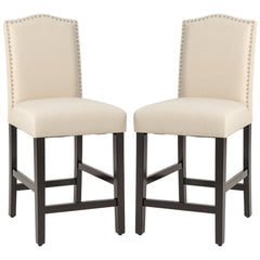 2 Pcs Fabric Nail Head Counter Height Dining Side Chairs Set