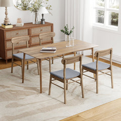 Fabric Upholstered Kitchen Armless Dining Chairs with Rubber Wood Frame Set of 2-Oak