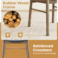 Fabric Upholstered Kitchen Armless Dining Chairs with Rubber Wood Frame Set of 4-Oak