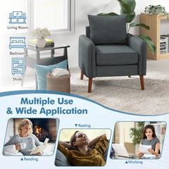 Fabric Upholstered Sofa Chair with Removable Back and Seat Cushions-Gray