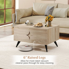 Farmhouse Accent Modern Coffee Table with Storage for Living Room Bedroom-Natural