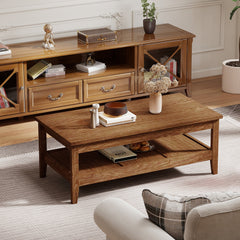 Farmhouse Coffee Table Rustic Cocktail Center Table with Thickened Tabletop