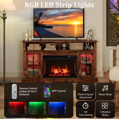 Fireplace TV Stand with Remote Controls and Thermostat for TVs Up to 50 Inch-Rustic Brown