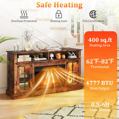 Fireplace TV Stand with Remote Controls and Thermostat for TVs Up to 50 Inch-Rustic Brown