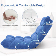 14-Position Adjustable Cushioned Floor Chair-Blue