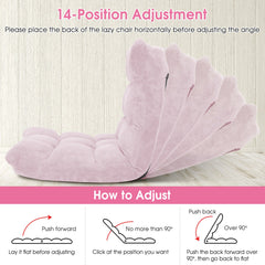 14-Position Adjustable Cushioned Floor Chair-Light Pink