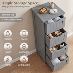 4-Drawer Freestanding Floor Cabinet with Anti-Toppling Device