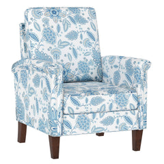 Floral Accent Chair Farmhouse Boho Armchair with Solid Wood Legs and High Back