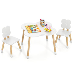 Flower-shaped Kids Table Set with Solid Pine Wood Legs