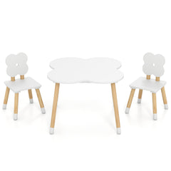Flower-shaped Kids Table Set with Solid Pine Wood Legs