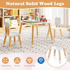 Flower-shaped Kids Table Set with Solid Pine Wood Legs