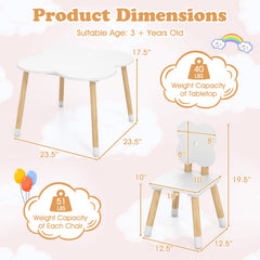 Flower-shaped Kids Table Set with Solid Pine Wood Legs