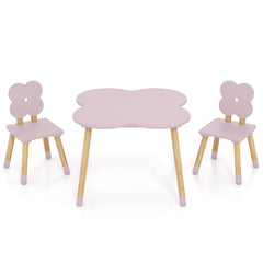 Flower-shaped Kids Table Set with Solid Pine Wood Legs