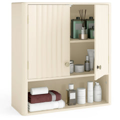 Fluted Bathroom Wall Cabinet with Open Shelf