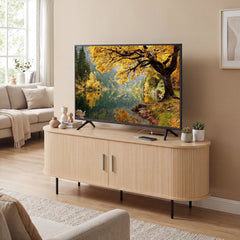 Fluted TV Stand for TVs up to 60" Mid Century Curved Entertainment Center