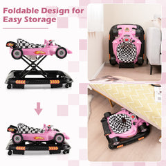 Convertible Baby Walker with 3 Adjustable Height Settings-Pink