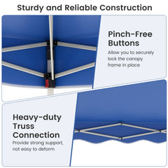 Foldable 10 X 10 Feet Pop up Canopy Tent with Wheeled Bag-Blue