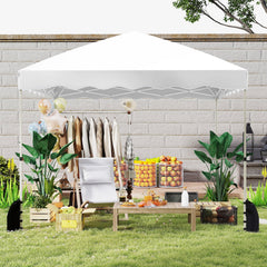 Foldable 10 X 10 Feet Pop up Canopy Tent with Wheeled Bag-White